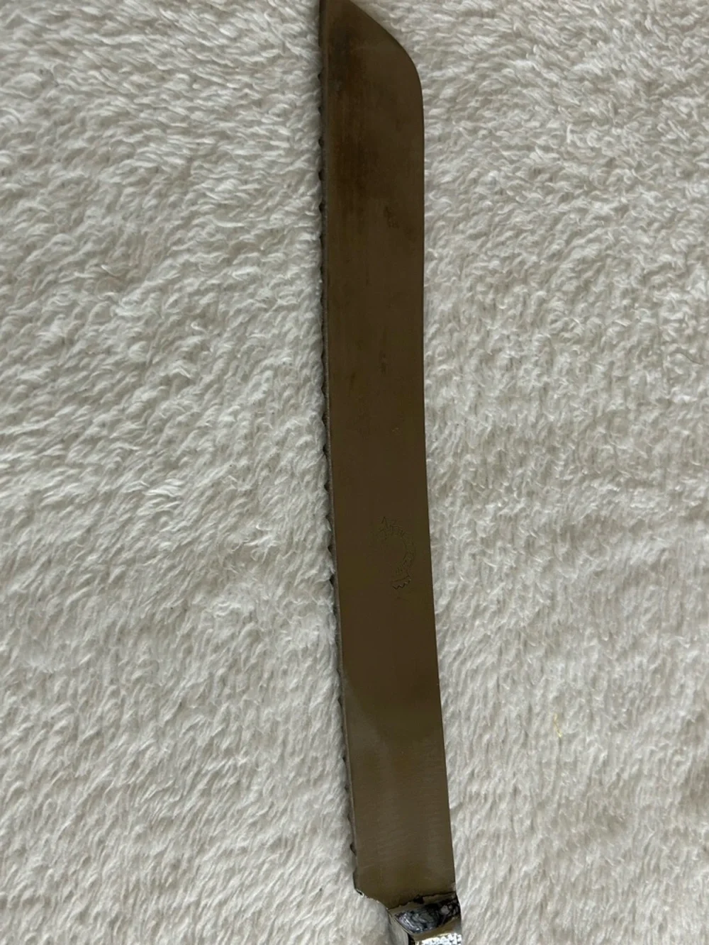 Vintage Challah Knife Silver Plated Stainless Blade Embossed In Honor of Shabbat